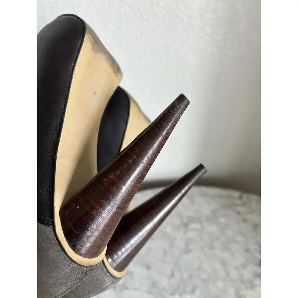 Matisse Damsel Heels Size 6 M Suede Leather Pumps Chunky Platform Gray Shoes